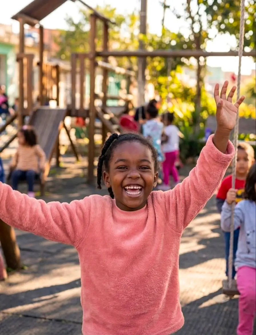 Criança sorrindo no parque